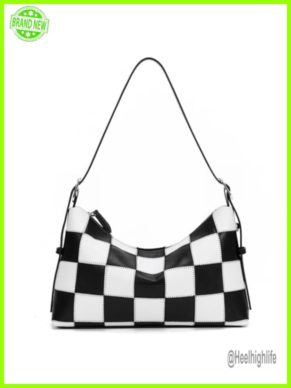 Checkered Shoulder Bag Crossbody Purse Vegan Leather Tote Hobo Bag Trendy